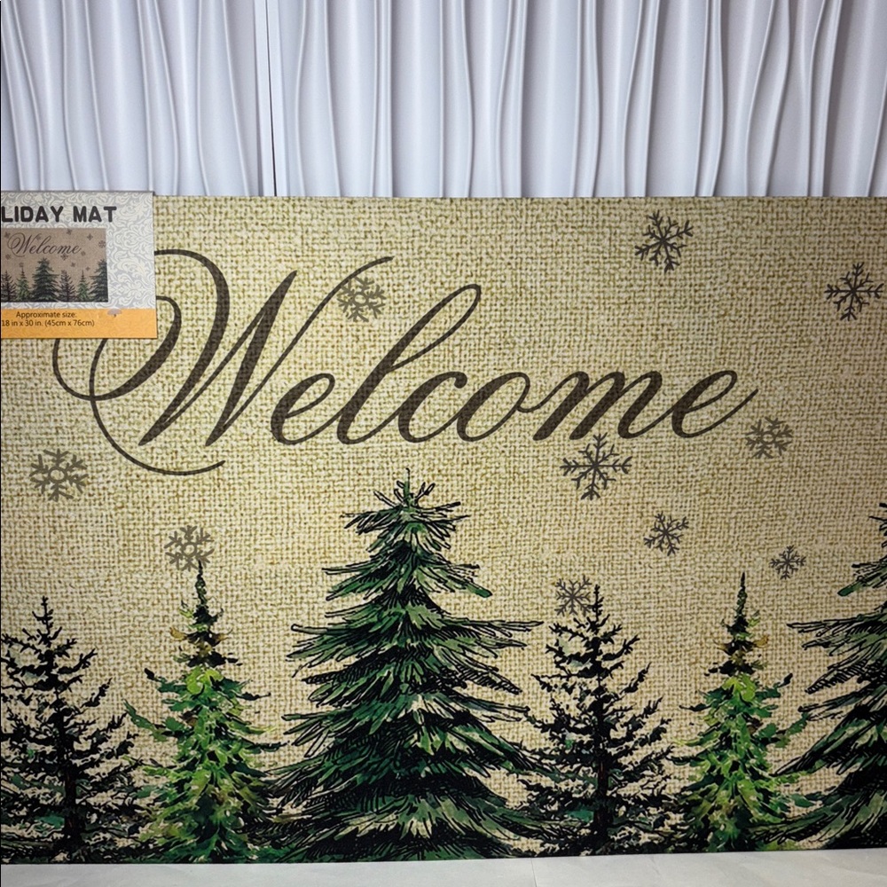Festive Holiday Doormat Christmas Trees 18X30 NWT